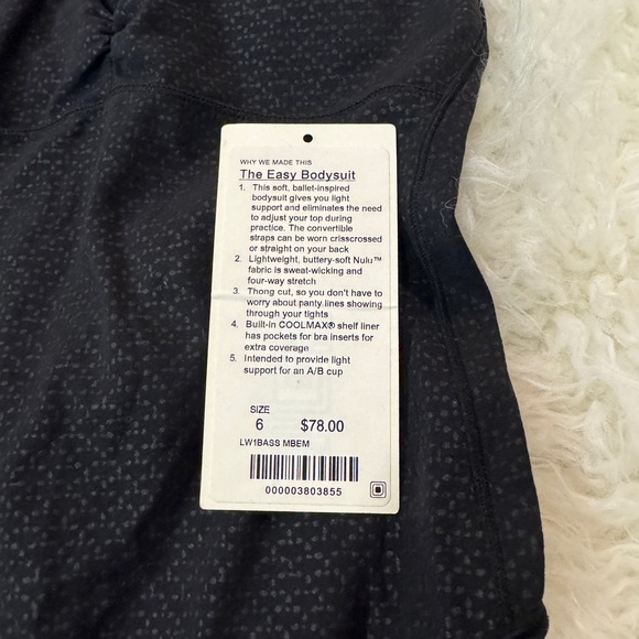 New Lululemon The Easy Bodysuit Black Print MBEM size 6 - Picture 4 of 5